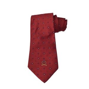 Tommy Hilfiger Red Silk Neck‎ Tie Geometric Made in USA